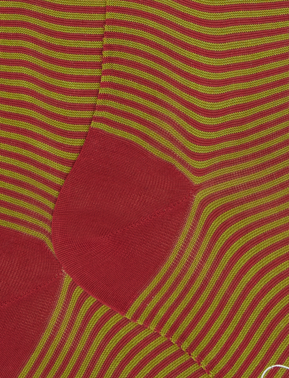 Men's long carmine cotton socks with Windsor stripes - Gallo 1927 - Official Online Shop