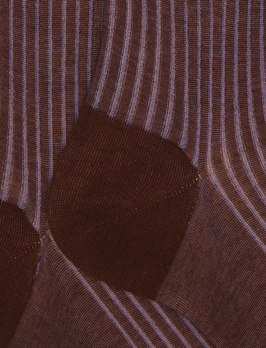 Men's long brown plated cotton socks - Gallo 1927 - Official Online Shop