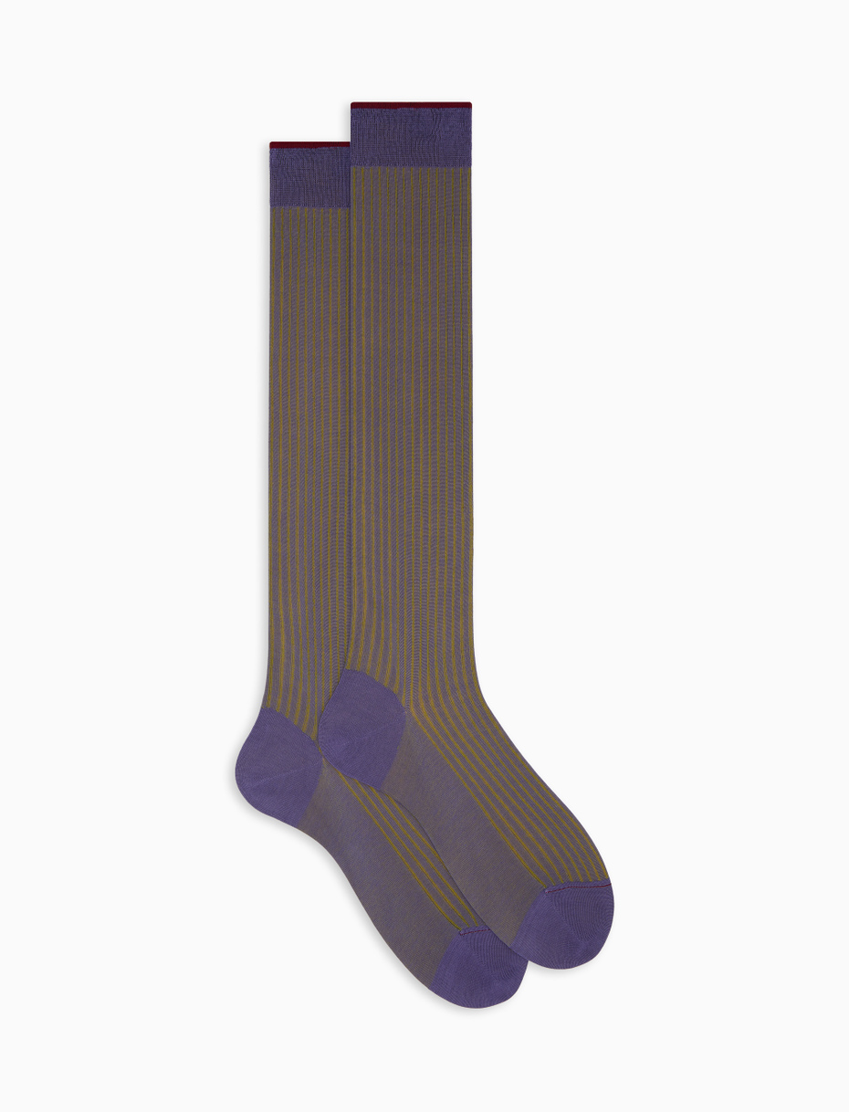 Men's long purple plated cotton socks - Gallo 1927 - Official Online Shop