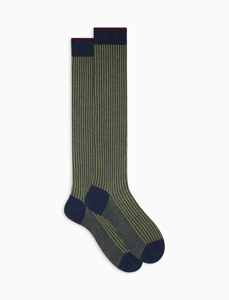 Men's long blue jeans plated cotton socks - Gallo 1927 - Official Online Shop