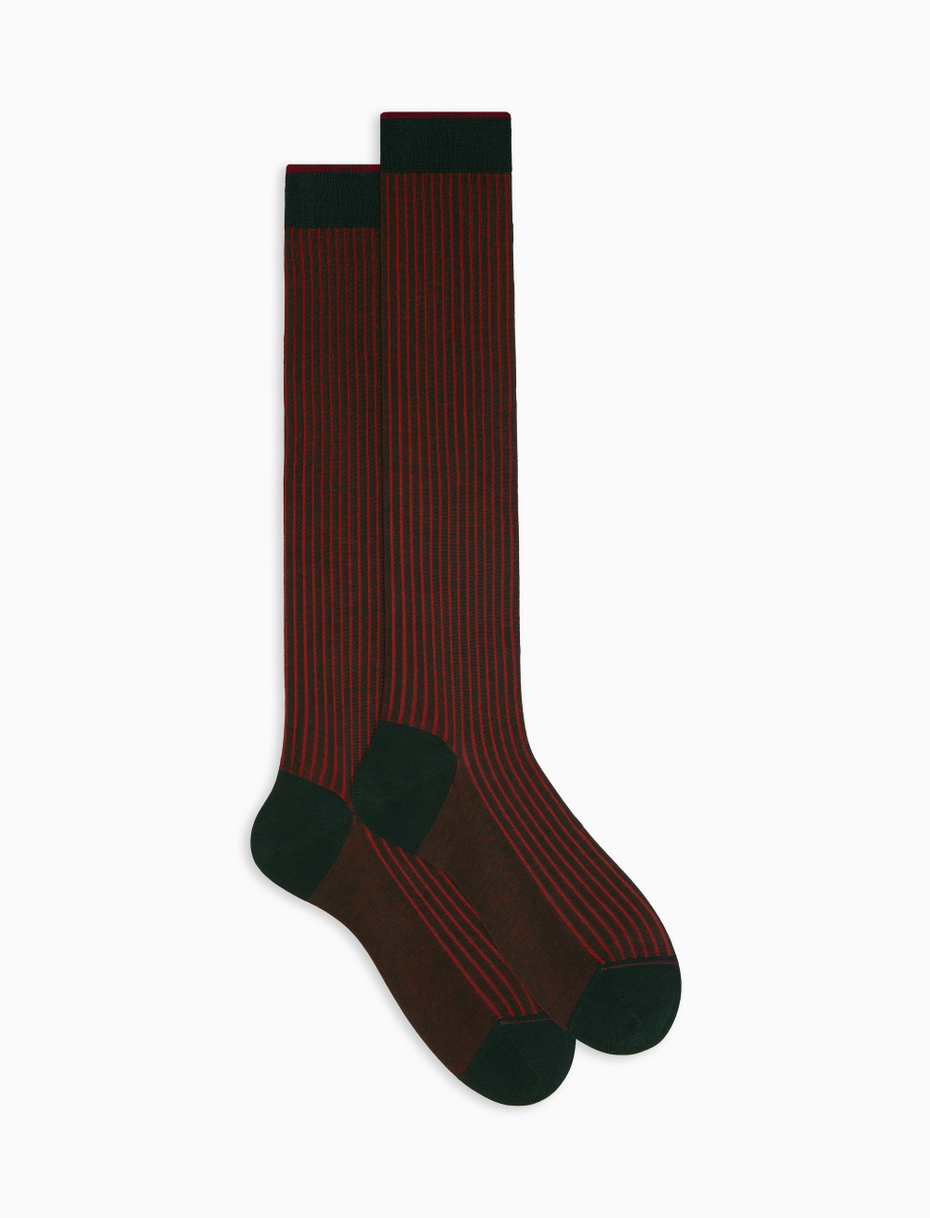 Men's long green plated cotton socks - Gallo 1927 - Official Online Shop