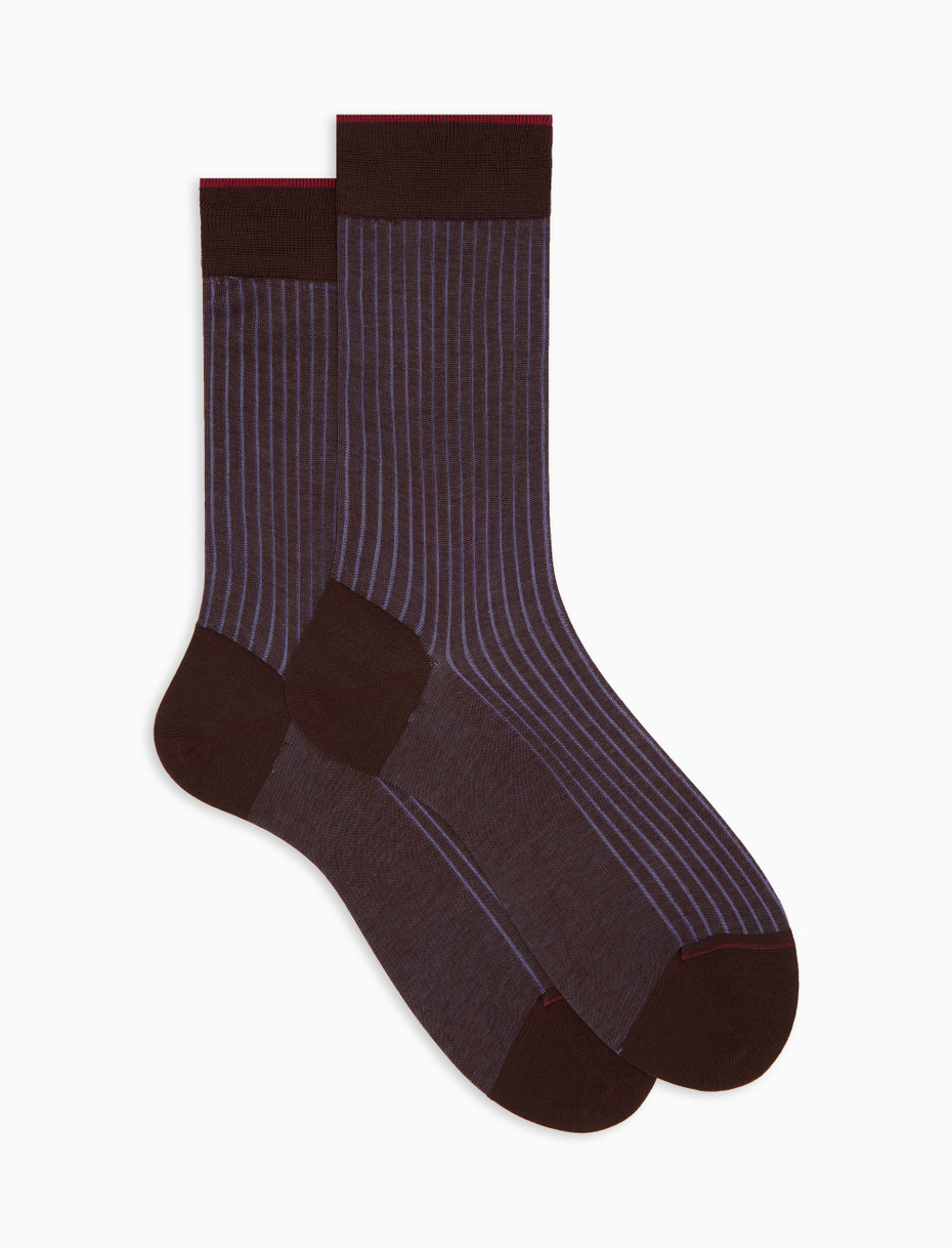 Men's short brown plated cotton socks - Gallo 1927 - Official Online Shop