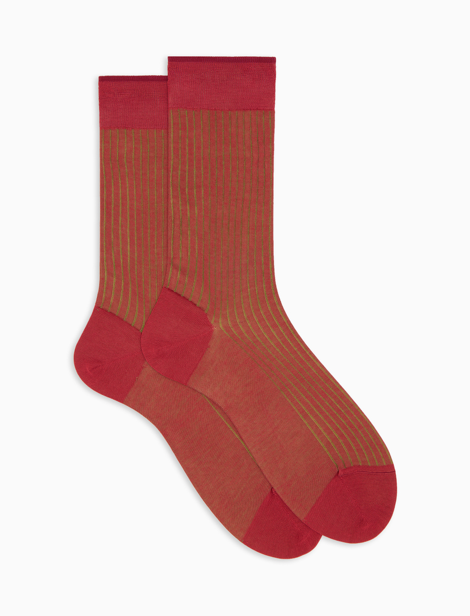Men's short red plated cotton socks - Gallo 1927 - Official Online Shop