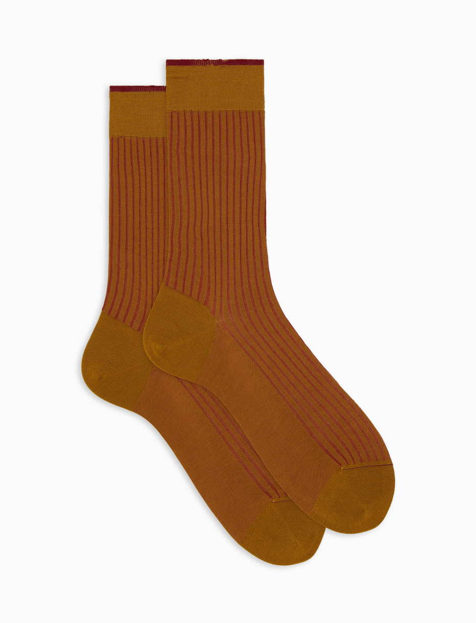 Men's short yellow plated cotton socks - Gallo 1927 - Official Online Shop