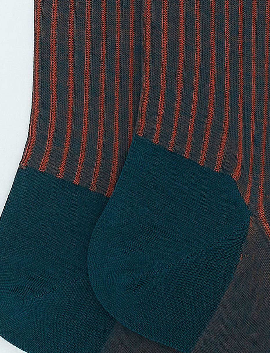 Men's short peacock blue plated cotton socks - Gallo 1927 - Official Online Shop