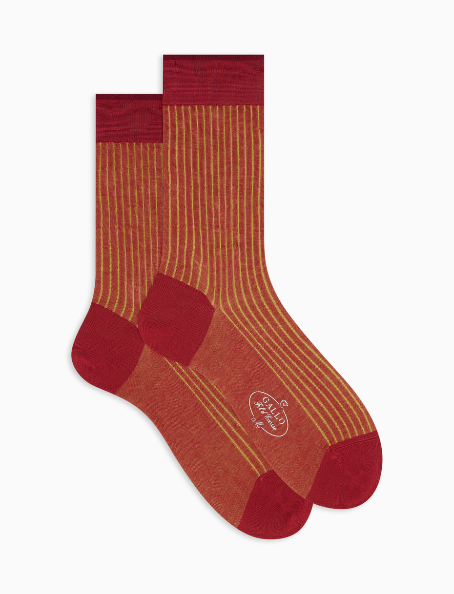 Men's short carmine plated cotton socks - Gallo 1927 - Official Online Shop