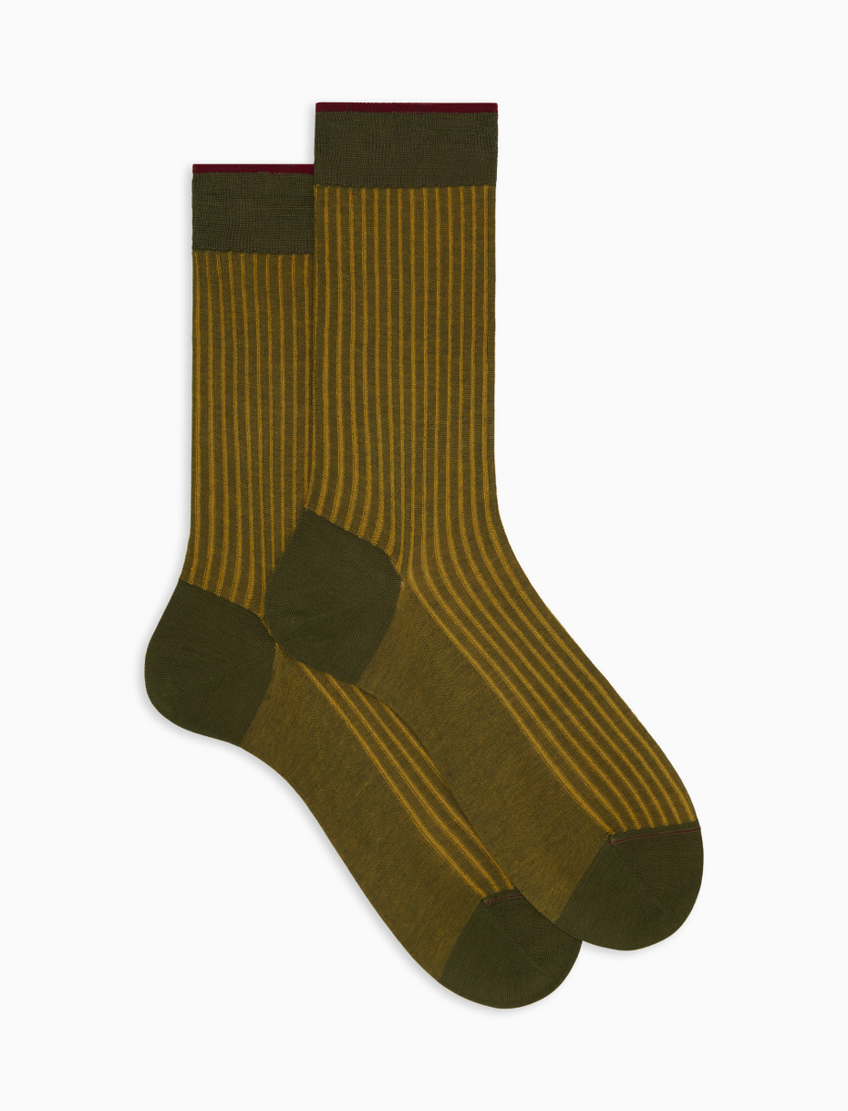 Men's short green plated cotton socks - Gallo 1927 - Official Online Shop