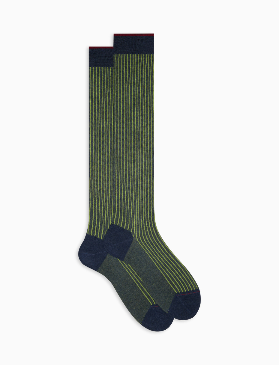 Men's long blue jeans twin-rib cotton socks - Gallo 1927 - Official Online Shop