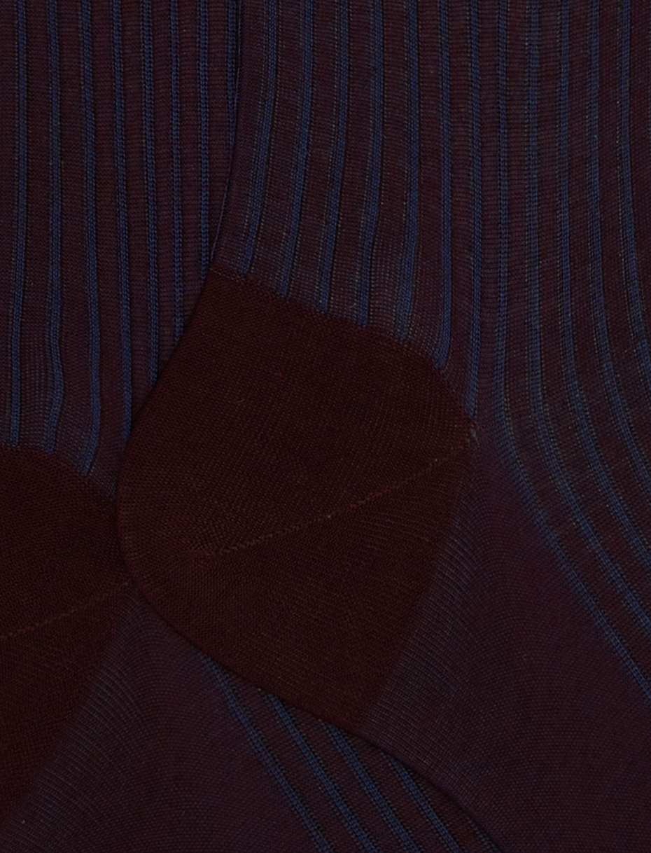 Men's long burgundy twin-rib cotton socks - Gallo 1927 - Official Online Shop