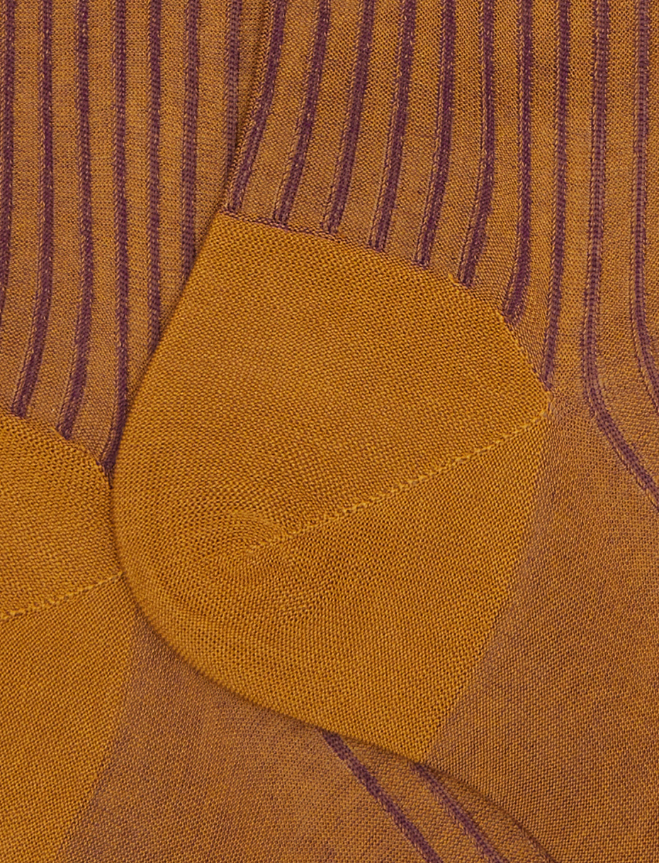 Men's long yellow twin-rib cotton socks - Gallo 1927 - Official Online Shop