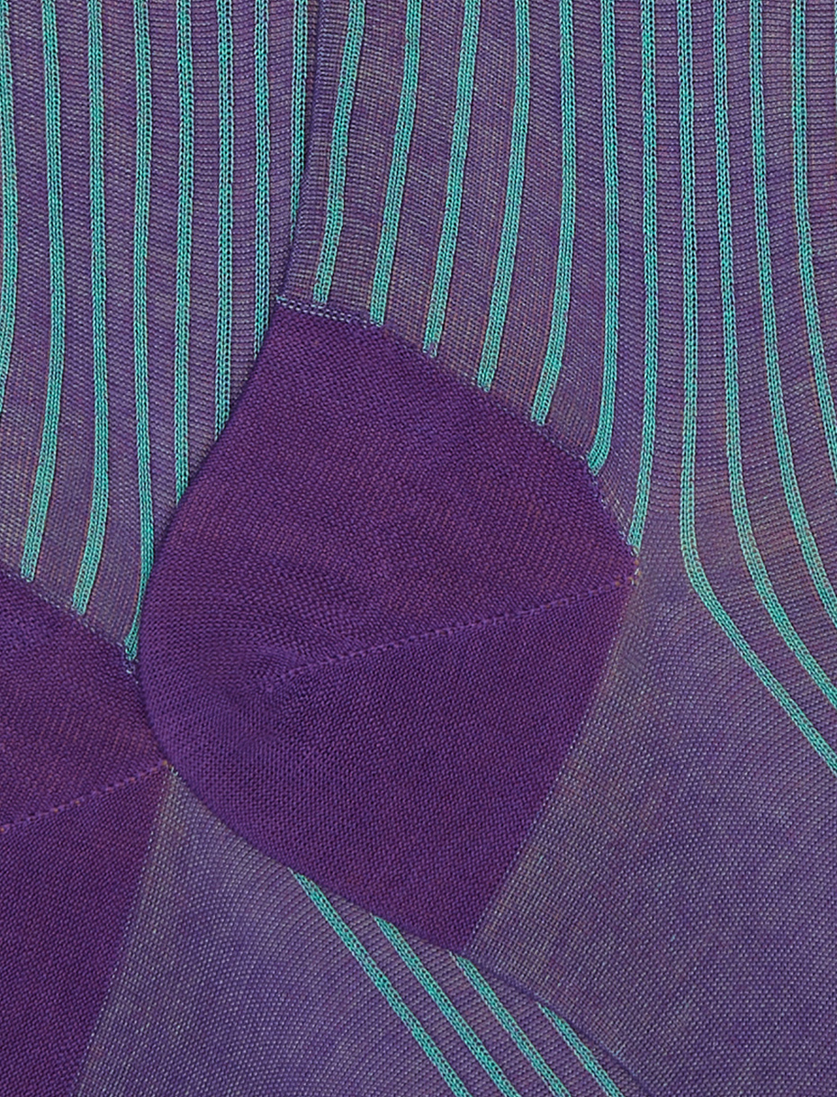 Men's long violet twin-rib cotton socks - Gallo 1927 - Official Online Shop