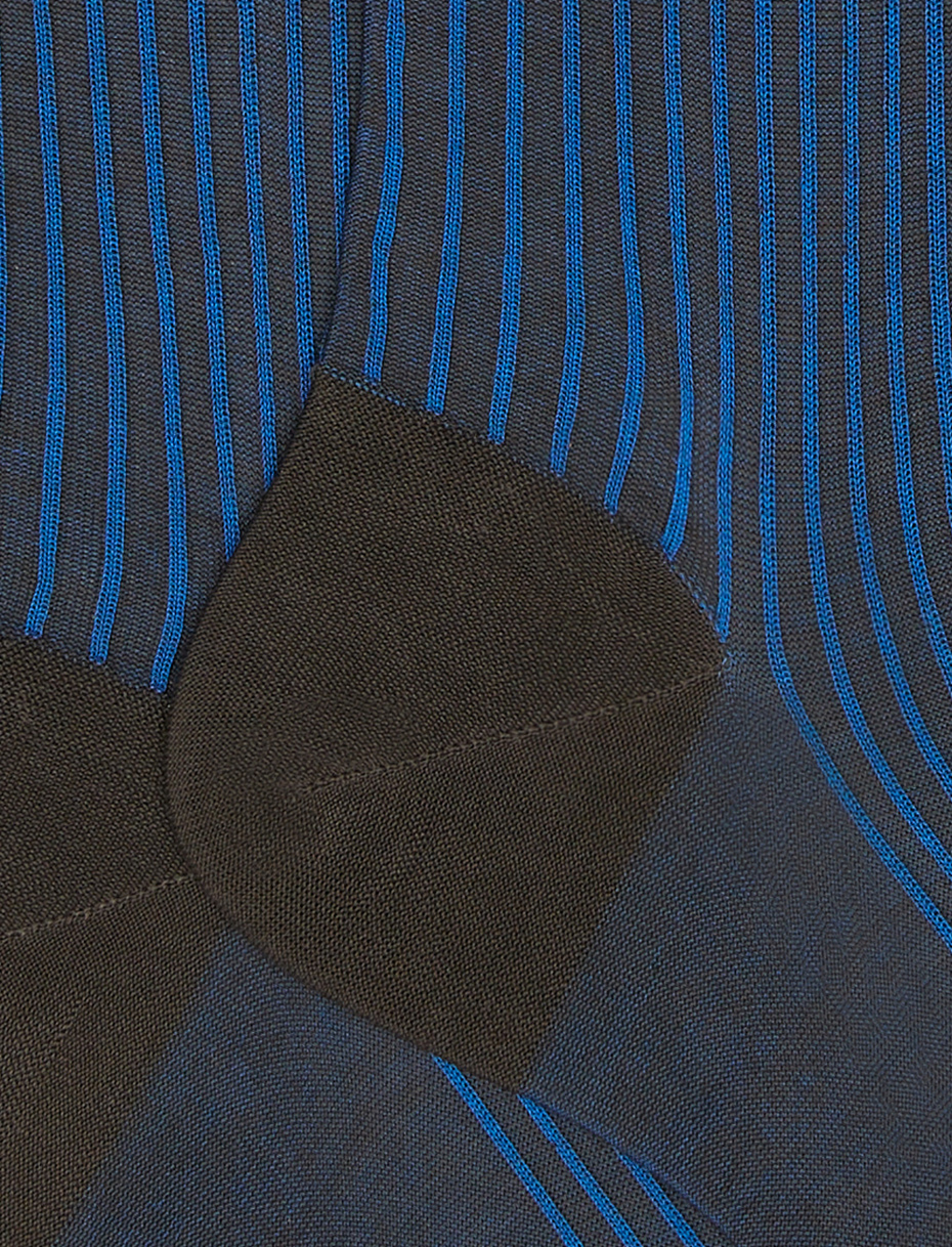 Men's long cocoa twin-rib cotton socks - Gallo 1927 - Official Online Shop