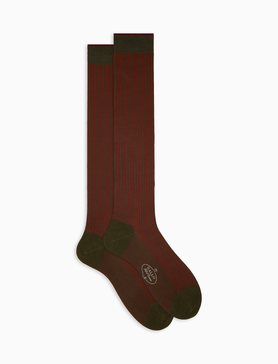 Men's long green twin-rib cotton socks - Gallo 1927 - Official Online Shop