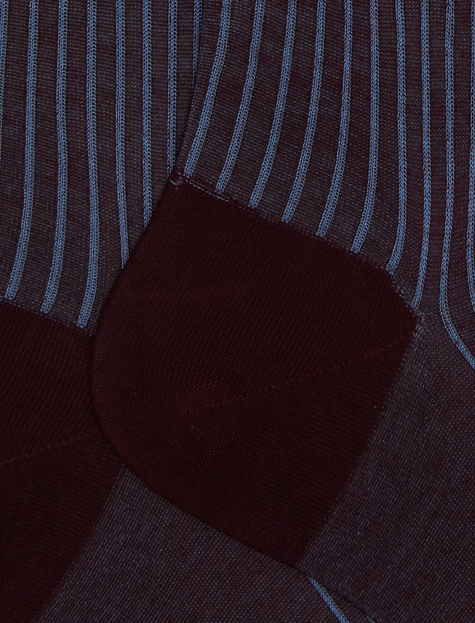 Men's long burgundy twin-rib cotton socks - Gallo 1927 - Official Online Shop