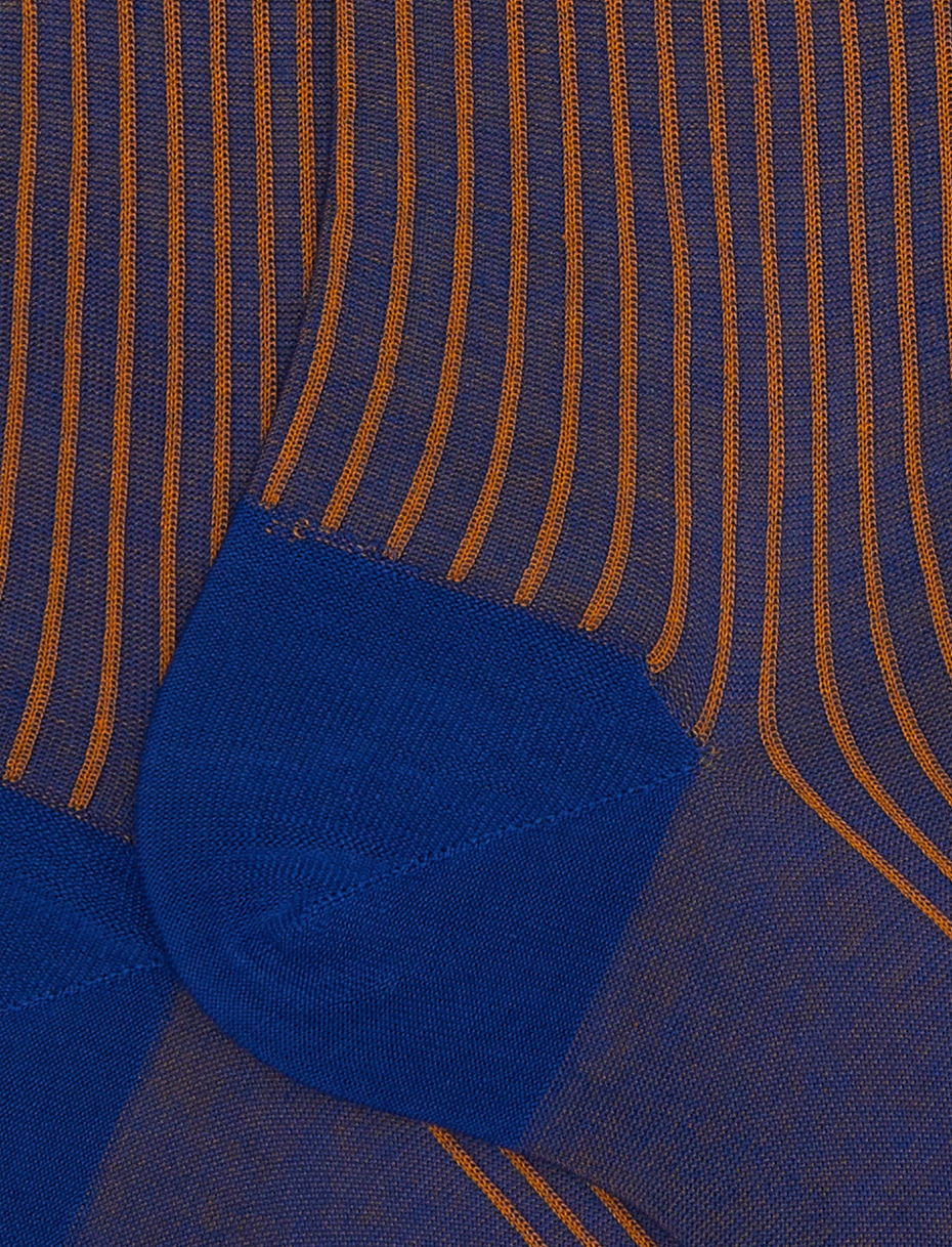 Men's long blue twin-rib socks - Gallo 1927 - Official Online Shop