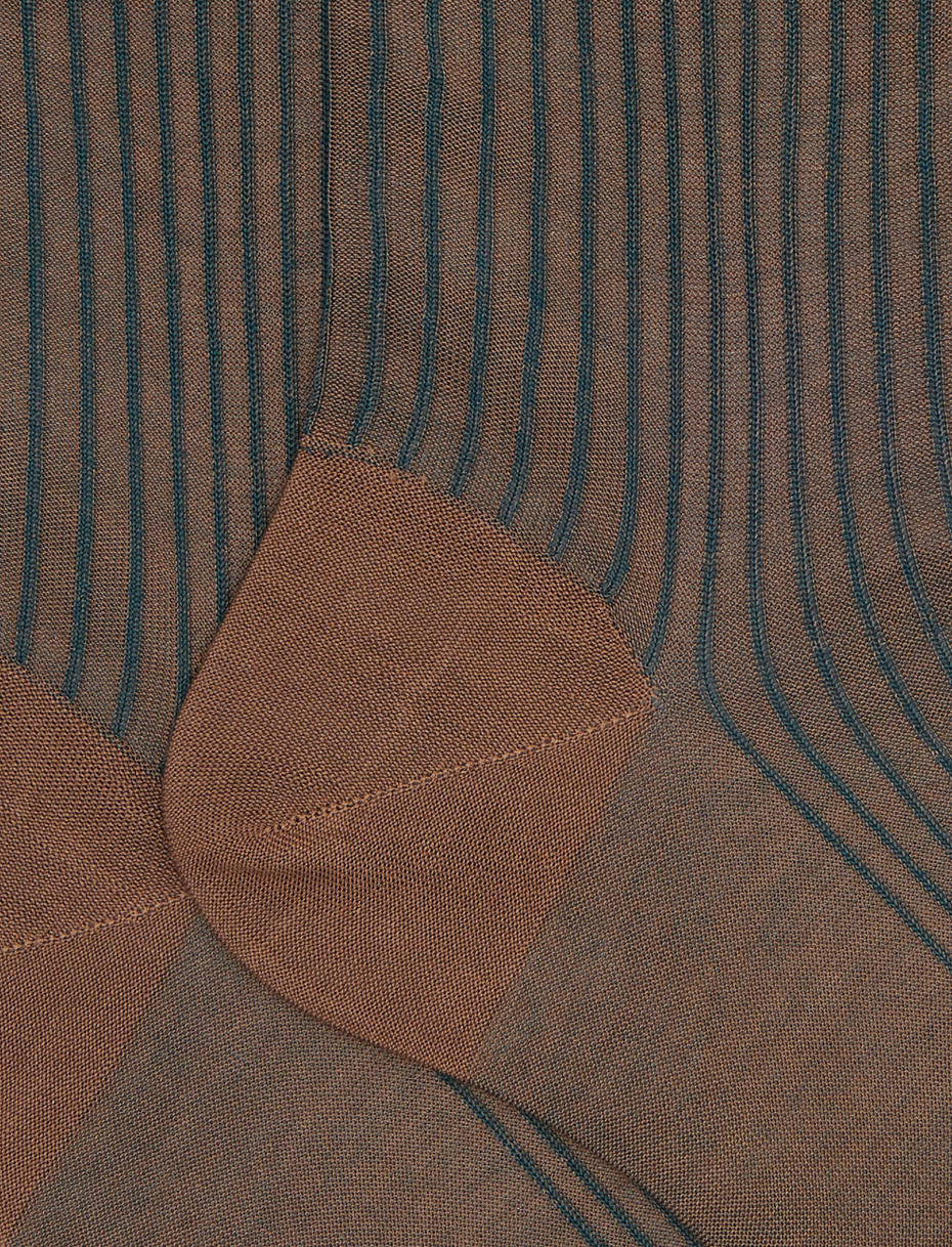 Men's short brown twin-rib cotton socks - Gallo 1927 - Official Online Shop