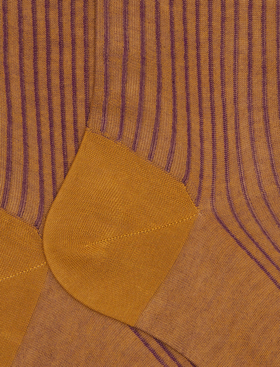 Men's short yellow twin-rib cotton socks - Gallo 1927 - Official Online Shop