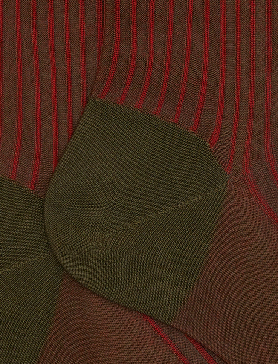 Men's short green twin-rib cotton socks - Gallo 1927 - Official Online Shop