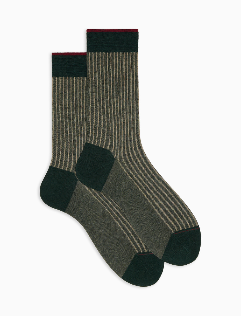 Men's short pine tree twin-rib cotton socks - Gallo 1927 - Official Online Shop