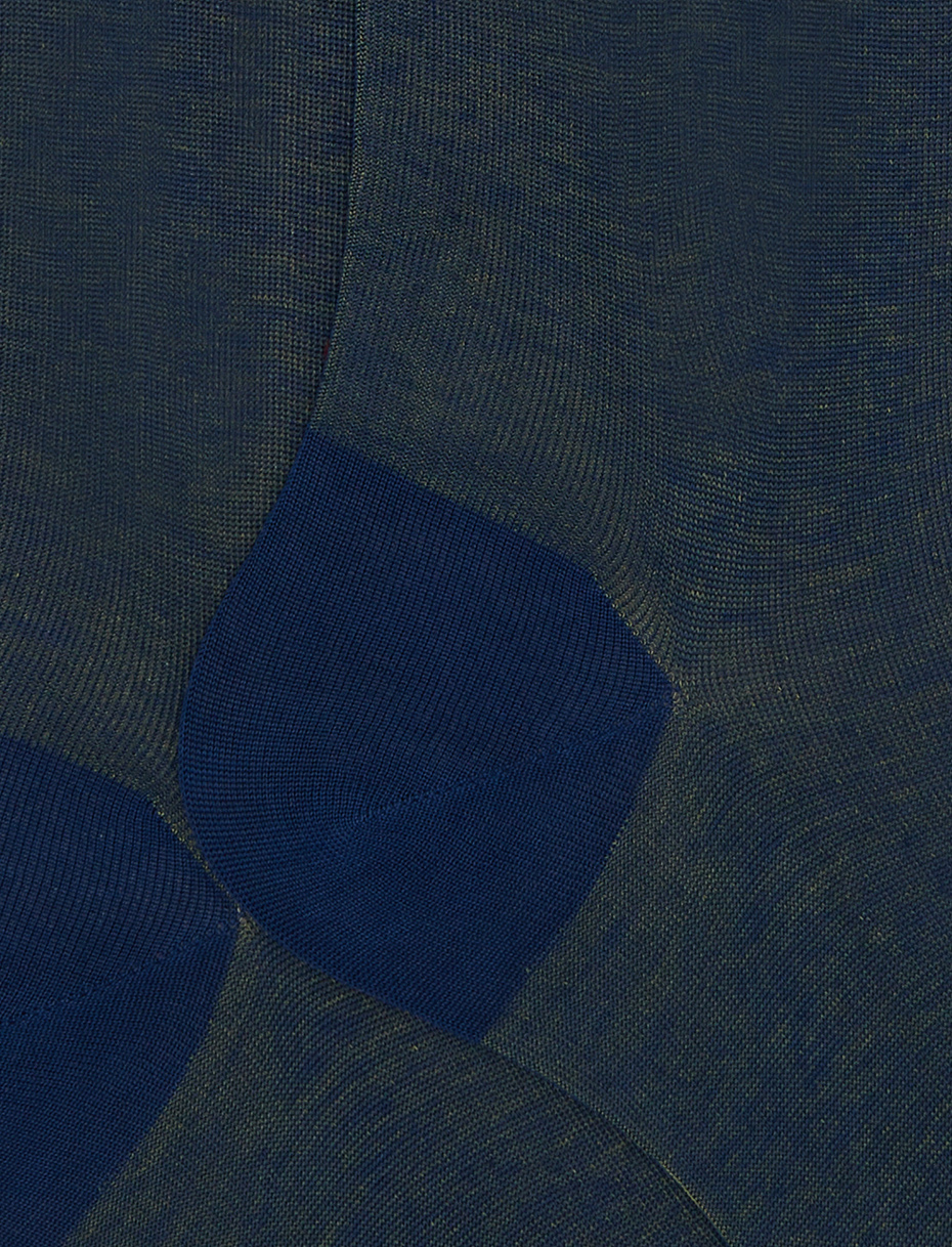 Men's long blue cotton socks with iridescent motif - Gallo 1927 - Official Online Shop