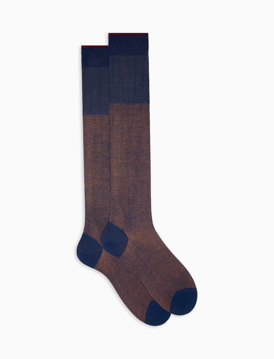 Men's long blue royal cotton socks with iridescent motif - Gallo 1927 - Official Online Shop
