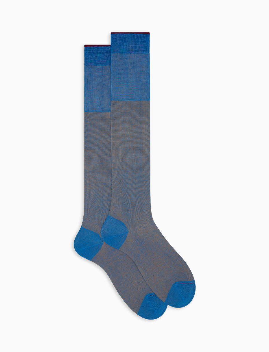 Men's long light blue cotton socks with iridescent motif - Gallo 1927 - Official Online Shop
