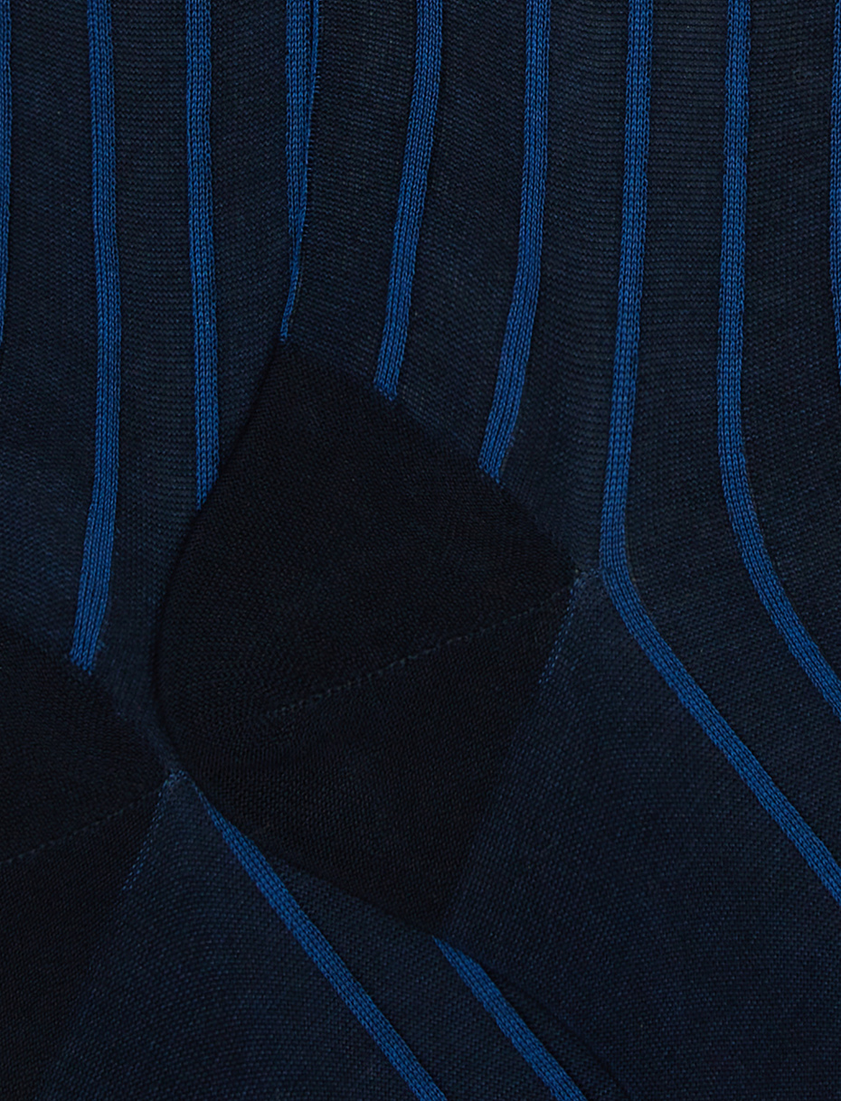 Calze lunghe uomo cotone blu/cosmo twin rib spaziata - Gallo 1927 - Official Online Shop