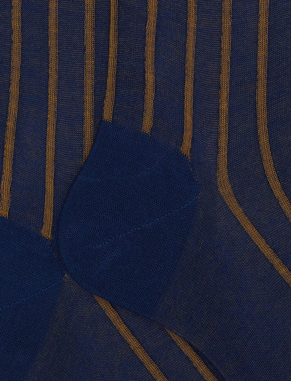 Men's long blue spaced twin-rib cotton socks - Gallo 1927 - Official Online Shop