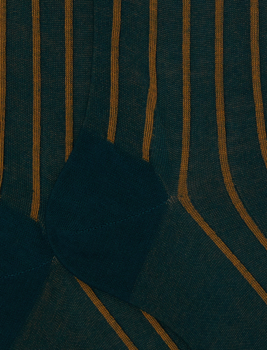 Men's long peacock green socks in spaced twin-rib cotton - Gallo 1927 - Official Online Shop