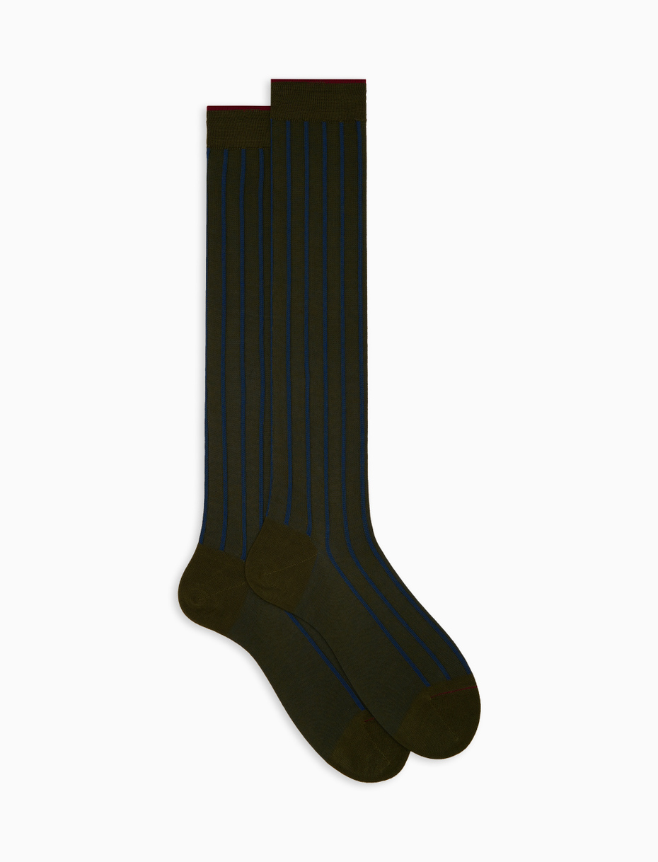 Men's long green socks in spaced twin-rib cotton - Gallo 1927 - Official Online Shop