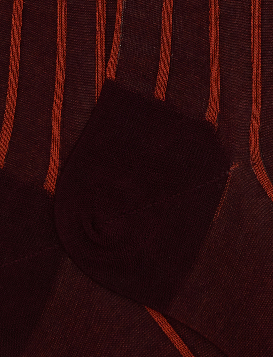 Men's long burgundy socks in spaced twin-rib cotton - Gallo 1927 - Official Online Shop