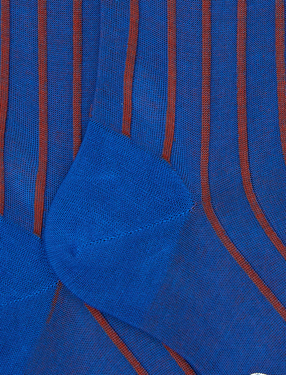 Men's long periwinkle blue socks in spaced twin-rib cotton - Gallo 1927 - Official Online Shop