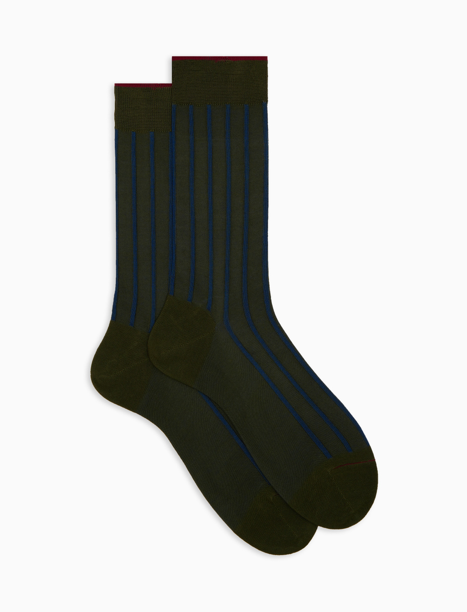 Men's short green socks in spaced twin-rib cotton - Gallo 1927 - Official Online Shop