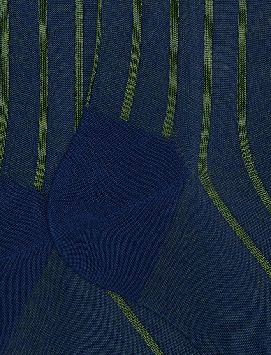 Men's short blue royal socks in spaced twin-rib cotton - Gallo 1927 - Official Online Shop