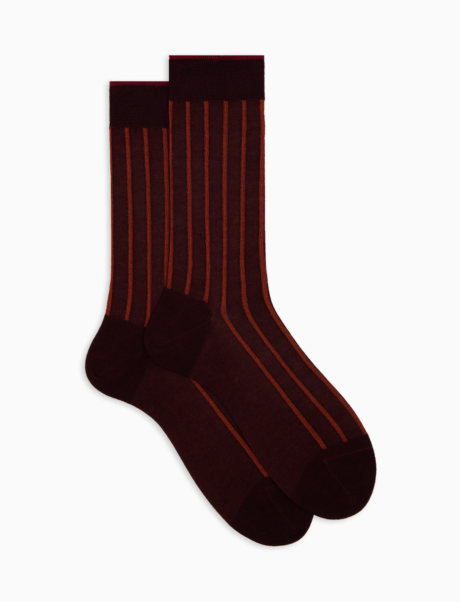 Men's short burgundy socks in spaced twin-rib cotton - Gallo 1927 - Official Online Shop