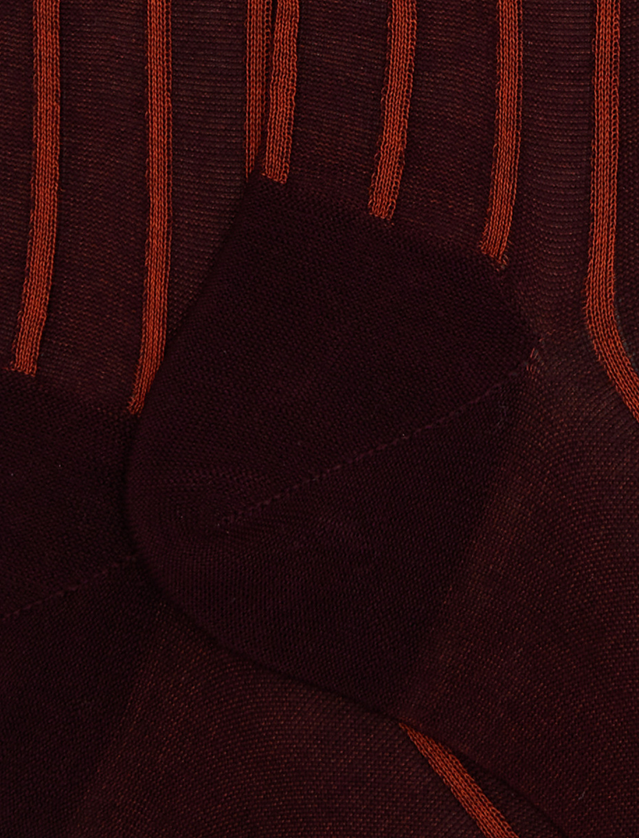 Men's short burgundy socks in spaced twin-rib cotton - Gallo 1927 - Official Online Shop