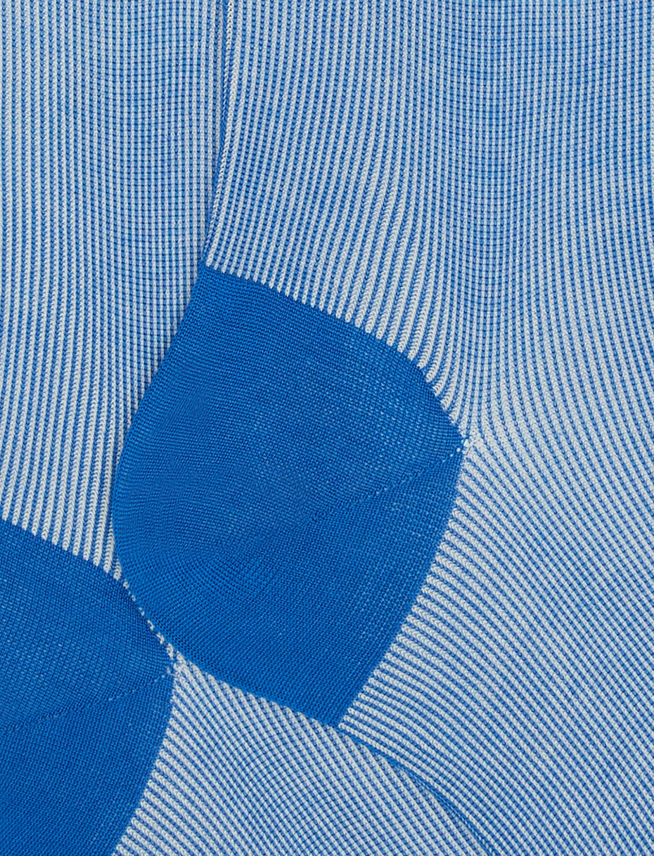 Men's long french blue cotton socks with pearly effect - Gallo 1927 - Official Online Shop