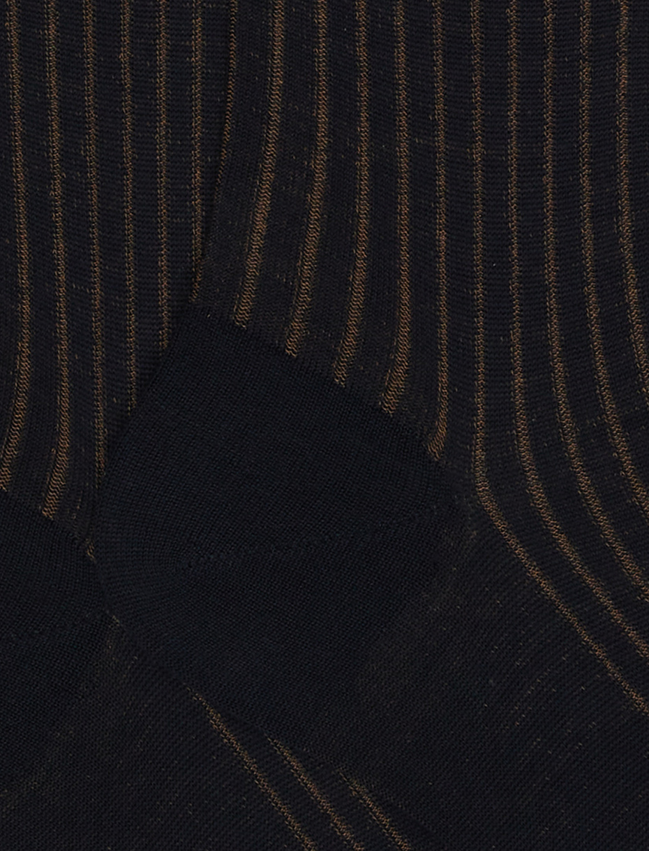 Men's long blue/tortoiseshell plated cotton and wool socks - Gallo 1927 - Official Online Shop