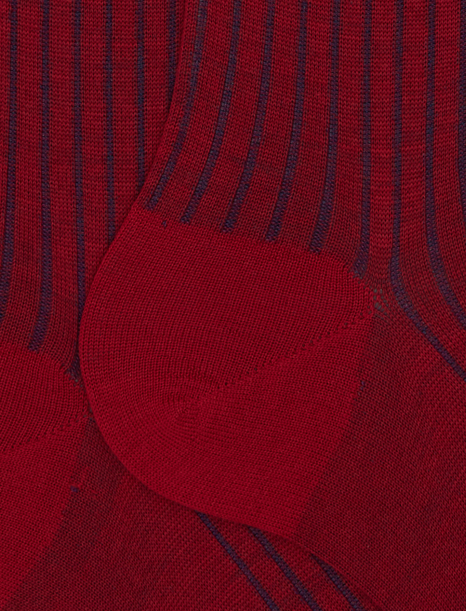 Men's long red plated cotton and wool socks - Gallo 1927 - Official Online Shop