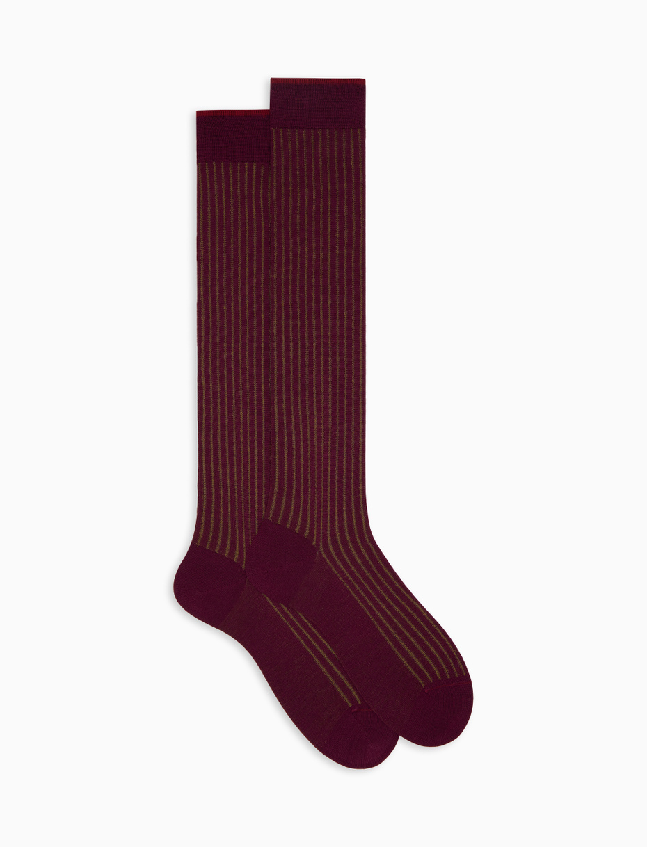 Men's long purple plated cotton and wool socks - Gallo 1927 - Official Online Shop