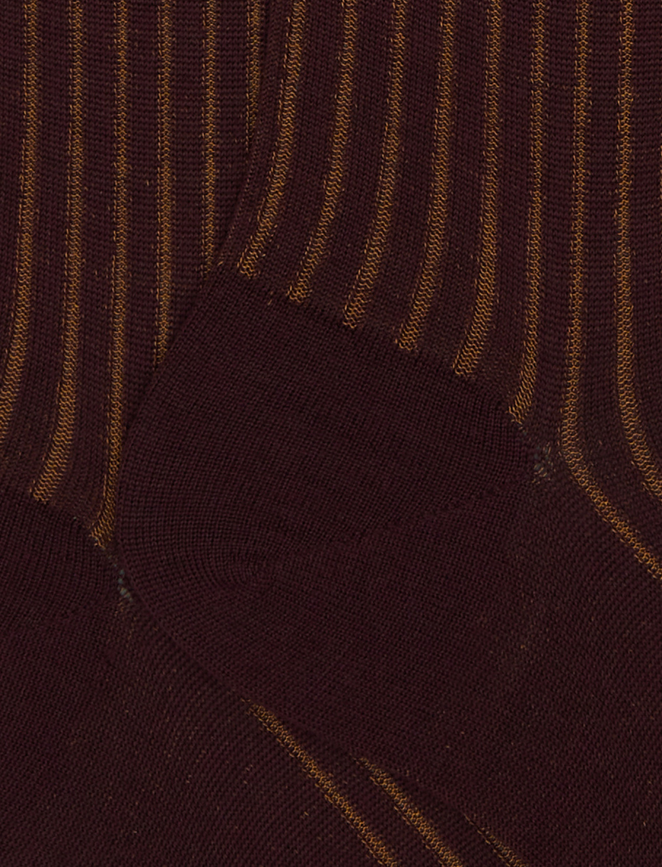 Men's long burgundy plated cotton and wool socks - Gallo 1927 - Official Online Shop