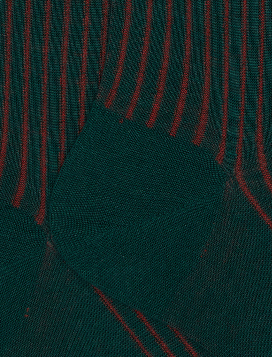 Men's long green plated cotton and wool socks - Gallo 1927 - Official Online Shop