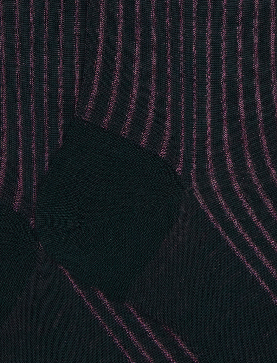 Men's long green plated cotton and wool socks - Gallo 1927 - Official Online Shop