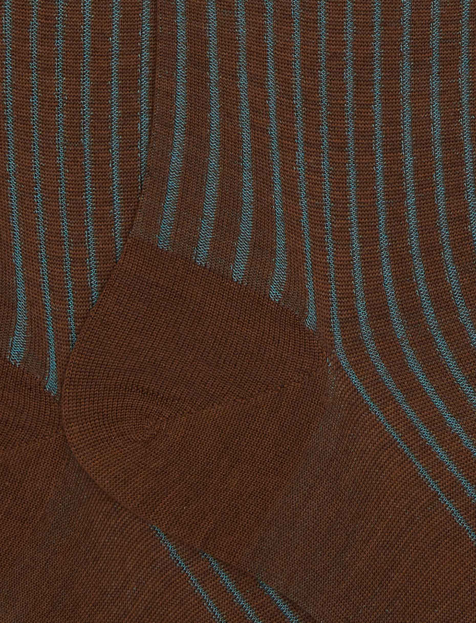 Men's long brown plated cotton and wool socks - Gallo 1927 - Official Online Shop