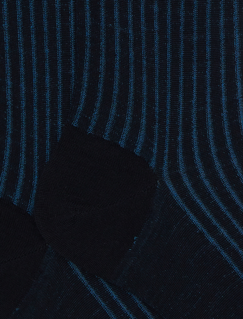 Men's short blue plated cotton and wool socks - Gallo 1927 - Official Online Shop