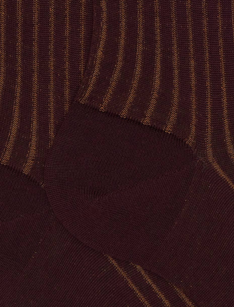 Men's short burgundy plated cotton and wool socks - Gallo 1927 - Official Online Shop