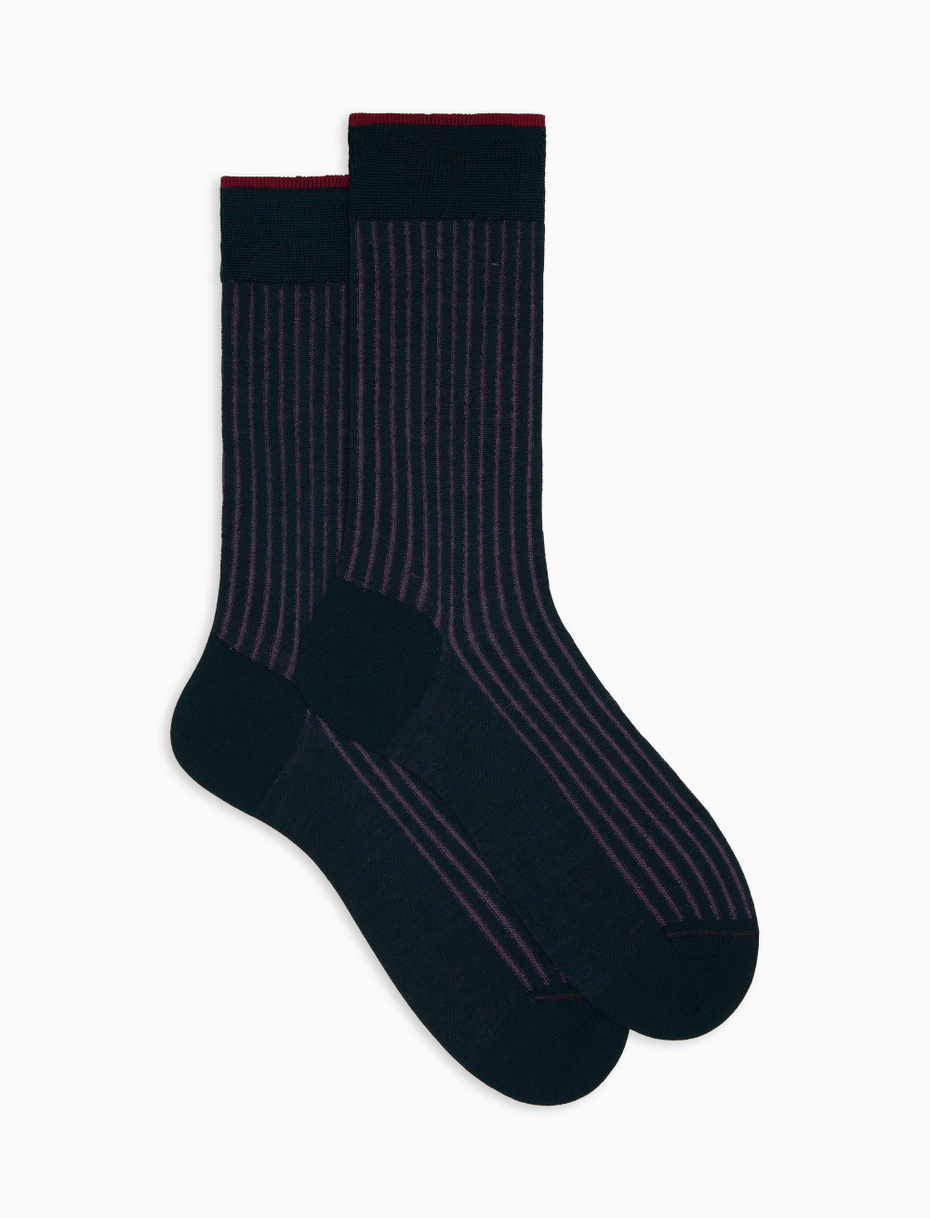 Men's short green plated cotton and wool socks - Gallo 1927 - Official Online Shop