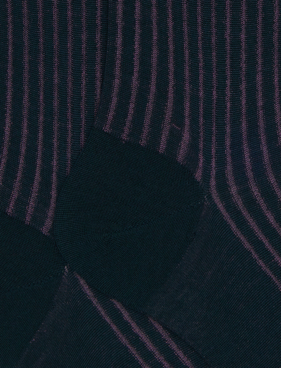 Men's short green plated cotton and wool socks - Gallo 1927 - Official Online Shop