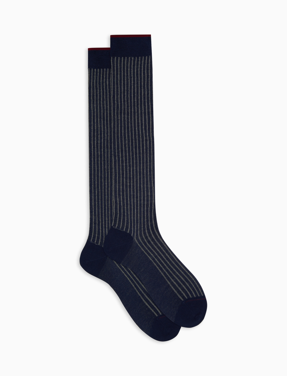 Men's long royal twin-rib cotton and wool socks - Gallo 1927 - Official Online Shop