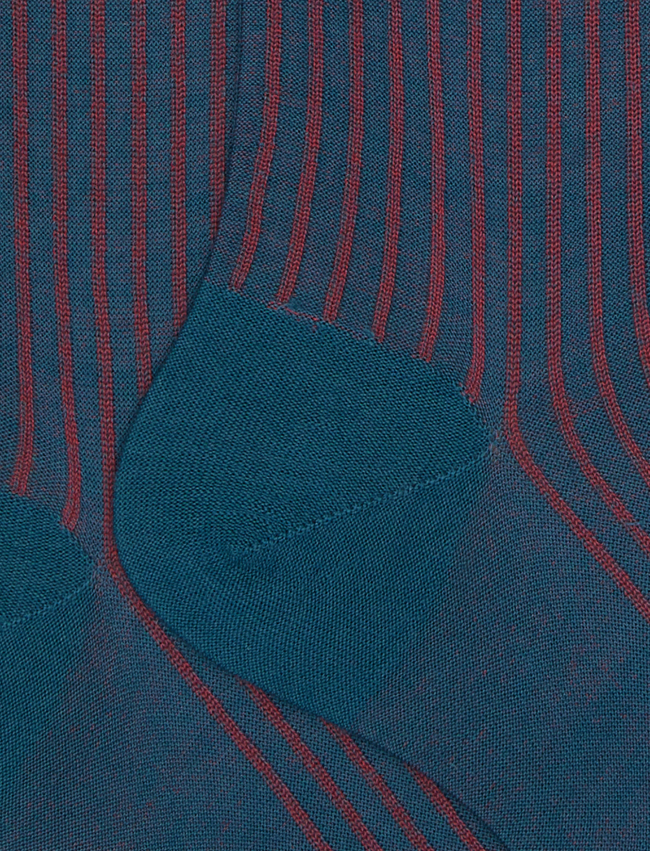 Men's long green twin-rib cotton and wool socks - Gallo 1927 - Official Online Shop